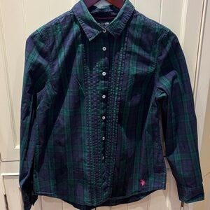 U.S. Polo Assn. Black Watch Button-Down Shirt - Navy and Green